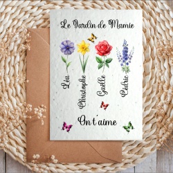 Carte à planter Le jardin de mamie, maman, papy, papa personnalisable