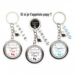 Porte clés futur papy, "Et si je t'appelais papy ?" personnalisable