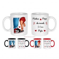 Mug papa, ou papy, tonton, parrain, beau-père personnalisable au prénom de votre choix