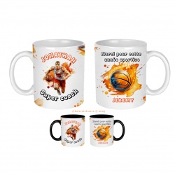 Mug Super coach de basket personnalisable, Merci pour cette année sportive