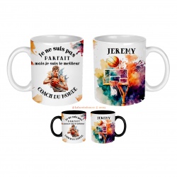 Mug coach de basket personnalisable, Je ne suis pas parfait mais je suis le meilleur coach du monde