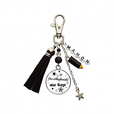 Porte-clés ou bijou de sac "Une orthophoniste au top" personnalisable