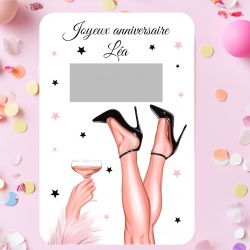 Carte à gratter Joyeux anniversaire personnalisable au texte de votre choix