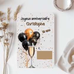 Carte à gratter Joyeux anniversaire personnalisable au texte de votre choix