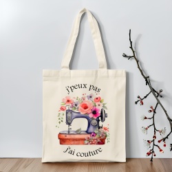 Tote bag J'peux pas j'ai couture, sac fourre-tout pour les couturières