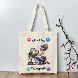 Tote bag J'peux pas j'ai couture, sac fourre-tout pour les couturières