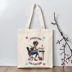 Tote bag J'peux pas j'ai couture, sac fourre-tout pour les couturières
