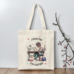 Tote bag J'peux pas j'ai couture, sac fourre-tout pour les couturières