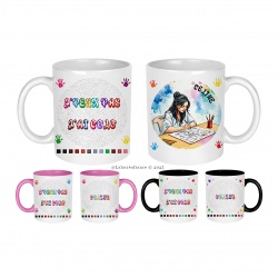 Mug thème coloriage mystère, J'peux pas j'ai colo personnalisé