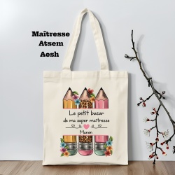 Tote bag Le petit bazar de ma super maîtresse, atsem, aesh
