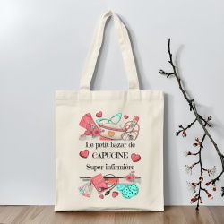 Tote bag Le petit bazar de... super infirmière à personnaliser