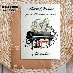 Carte à planter prof de musique, piano, batterie, guitare, violon, clarinette