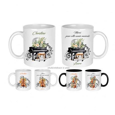 Mug Prof de musique personnalisable, Merci pour cette année musicale