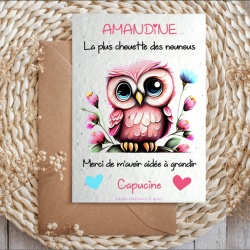 Carte à planter La plus chouette des nounous, merci de m'avoir aidé(e) à grandir