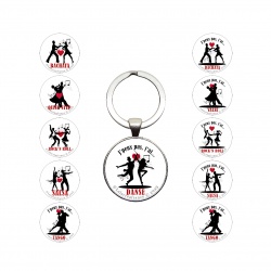 Porte clés danse,  "J'peux pas j'ai danse, j'ai rock, j'ai salsa, j'ai tango, j'ai valse, bachata"