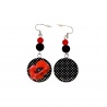 Boucles d'oreilles coquelicot asymétrique