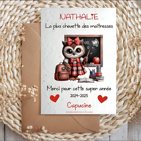 Carte à planter personnalisée maitresse