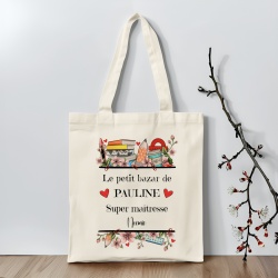 Tote bag personnalisé Le petit bazar de maîtresse
