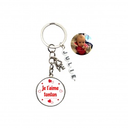 Porte clés Je t'aime tonton à personnaliser recto verso