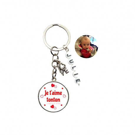 Porte clés Je t'aime tonton à personnaliser recto verso