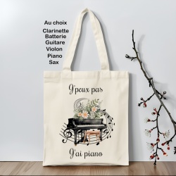Tote bag J'peux pas j'ai..., cadeau prof de musique
