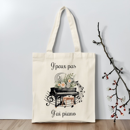 Tote bag J'peux pas j'ai..., cadeau prof de musique