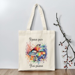Tote bag J'peux pas j'ai piano, cadeau prof de musique