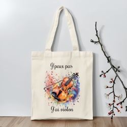 Tote bag J'peux pas j'ai violon, cadeau prof de musique