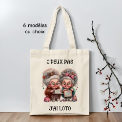 Tote bag J'peux pas j'ai loto personnalisable ou non - 6 modèles au choix