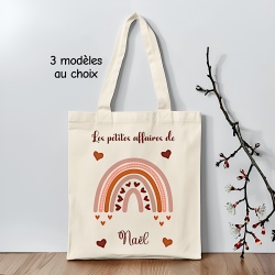 Tote bag enfant personnalisé, Les petites affaires de...thème arc en ciel boho