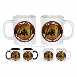 Mug chasseur personnalisé, texte au choix