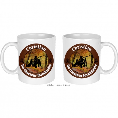 Mug chasseur personnalisé, texte au choix