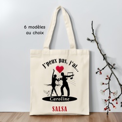 Tote bag personnalisé J'peux pas j'ai Salsa, bachata, danse, rock, valse, tango