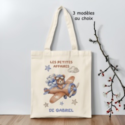 Tote bag enfant personnalisé, Les petites affaires de...thème ourson