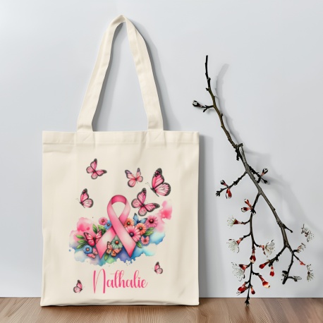 Tote bag Octobre rose avec ou sans prénom