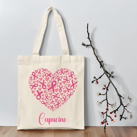 Tote bag Octobre rose avec ou sans prénom