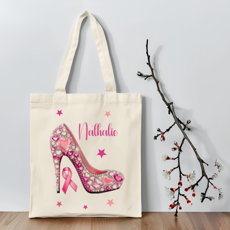 Tote bag Octobre rose avec ou sans prénom