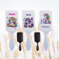 Brosse à cheveux personnalisée enfant – Thème licorne