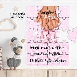 Puzzle annonce grossesse ou naissance – Message surprise personnalisé