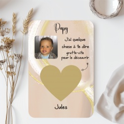 Carte à gratter personnalisée avec photo – Message caché original pour papa, papy, mamie...