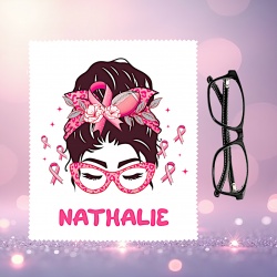 Essuie lunettes Octobre Rose personnalisé – Chiffon microfibre, idée cadeau originale