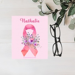 Essuie lunettes Octobre Rose personnalisé – Chiffon microfibre, idée cadeau originale