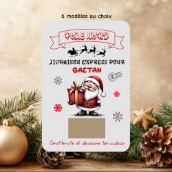 Carte à gratter Père Noël – Message cadeau surprise à découvrir