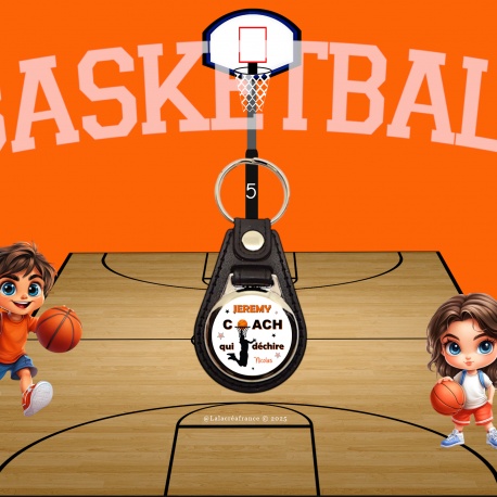 Porte-clés entraîneur de basket personnalisé – Cadeau coach de basket