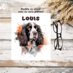 Essuie-lunettes personnalisé chien Springer – Chiffon microfibre avec prénom