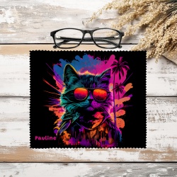 Essuie-lunettes chat microfibre personnalisé ou non – Chiffon nettoyant lunettes, écrans, smartphone