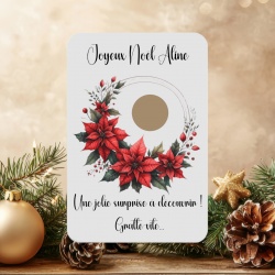 Carte à gratter personnalisée Couronne de Noël – Annonce surprise – Découverte de cadeau, grossesse, ou message secret