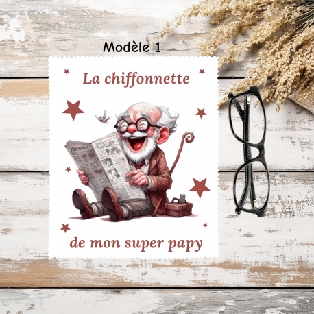Essuie lunettes personnalisé Papy – Cadeau original pour grand-père lecteur