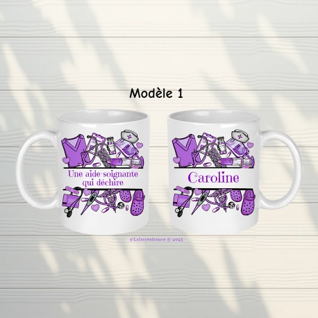 Mug infirmière personnalisé, cadeau aide soignante, ASH, médecin...