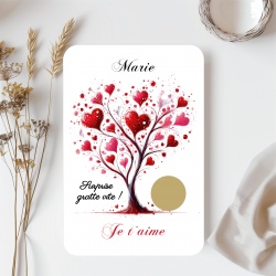 Carte à gratter personnalisée arbre de vie – Carte originale pour toute occasion & annonce spéciale, saint valentin